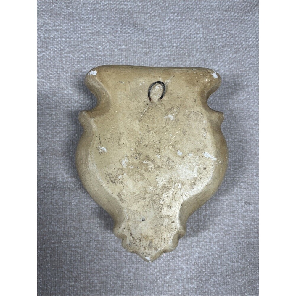 Vintage Mid Century Chalkware Wall Pocket Faux Lavabo Fountain Planter Sconce - Picture 6 of 14